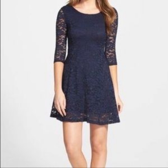 Lush (Nordstrom) Navy Blue Lace Dress - Picture 4 of 4
